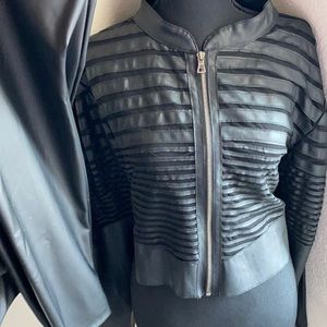 Faux leather leggings and midi jacket